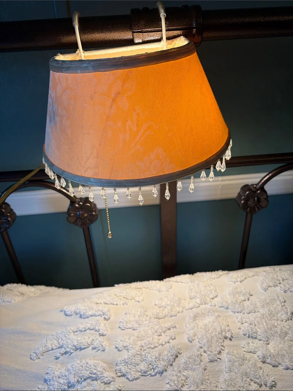 Elegant Cream Beaded Over The Headboard Lamp Shade
